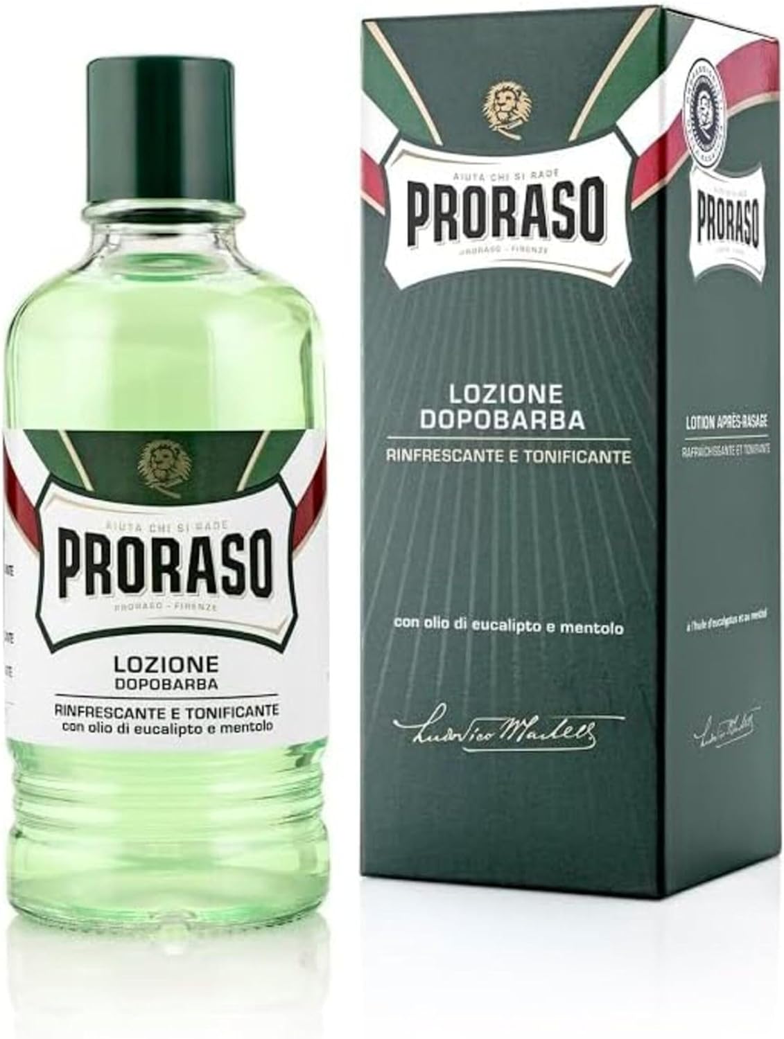 Proraso Professional Aftershave Lotion Refreshing, 400ml, Men's Aftershave with Eucalyptus Oil & Menthol, Helps Restore Skin Comfort, Made in Italy