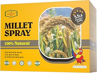 Amzey 5.5 LB Spray Millet for Parakeets, 100% Natural Dried Millet Grain for Birds, Non-GMO Millet Spray Bird Treat, Birds Millet, Cockatiel, Finches, Parrots & Lovebirds