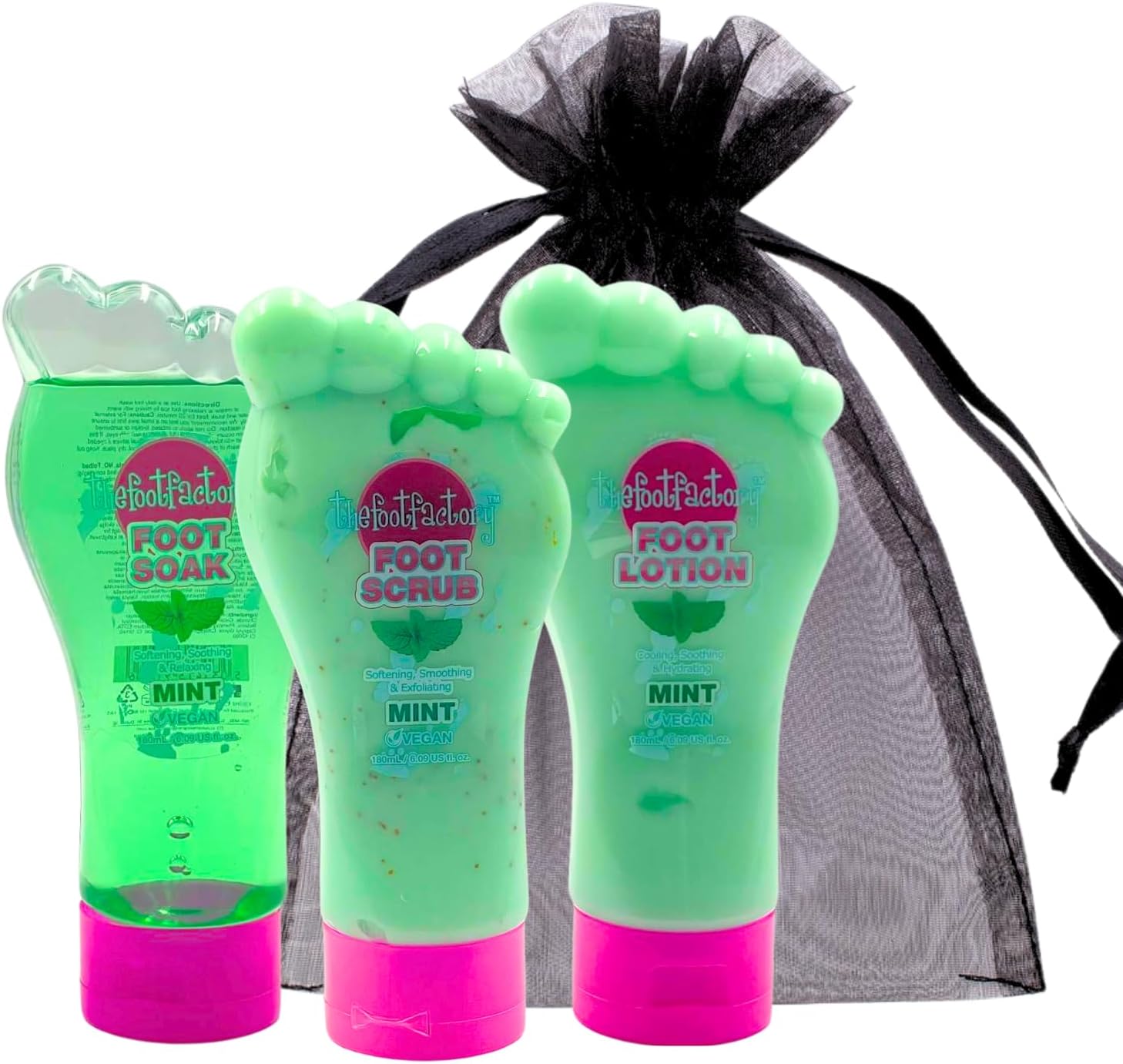 Foot Soak, Scrub & Lotion Set – Foot Care Gift Set for Dry, Tired Feet | Exfoliating Foot Spa Kit for Feet Soak, Scrub & Pedicure Treatment | Home Spa Pamper Set for Women & Men – Mint