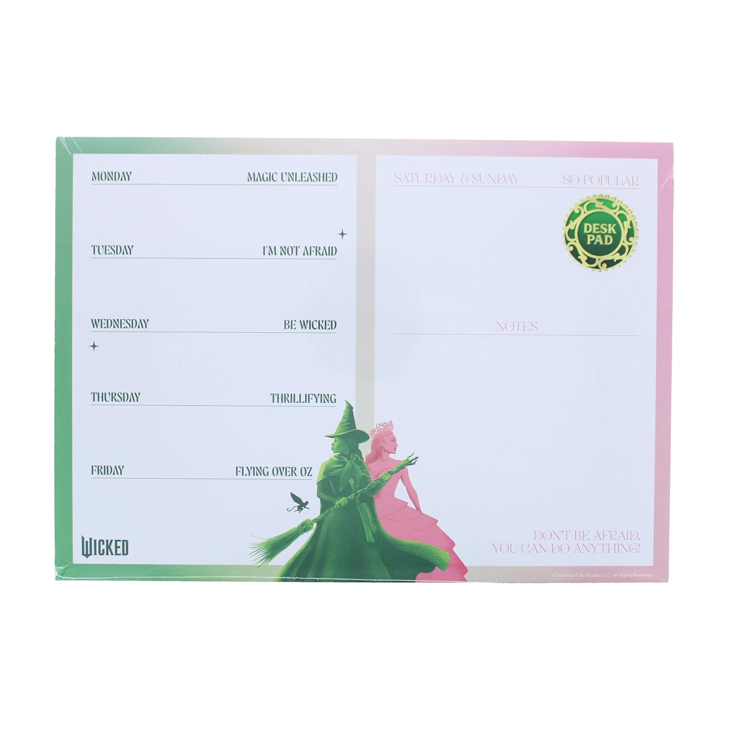 Blueprint Collections Wicked Desk pad | Weekly Planner Pad | Desk Planner | Official Wicked Merchandise | Wicked Movie | Wicked Musical 52 Lined Sheets