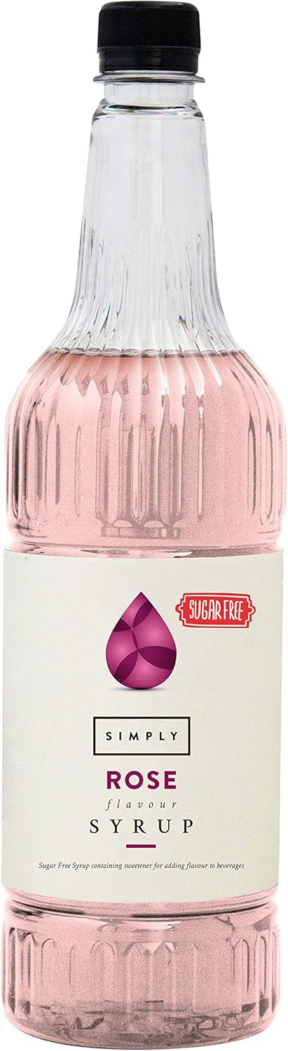 Simply Sugar Free Rose Syrup, Low Calorie, Vegan & Nut Free Flavoured Syrup for Coffee, Cocktails & Baking (1 Litre)
