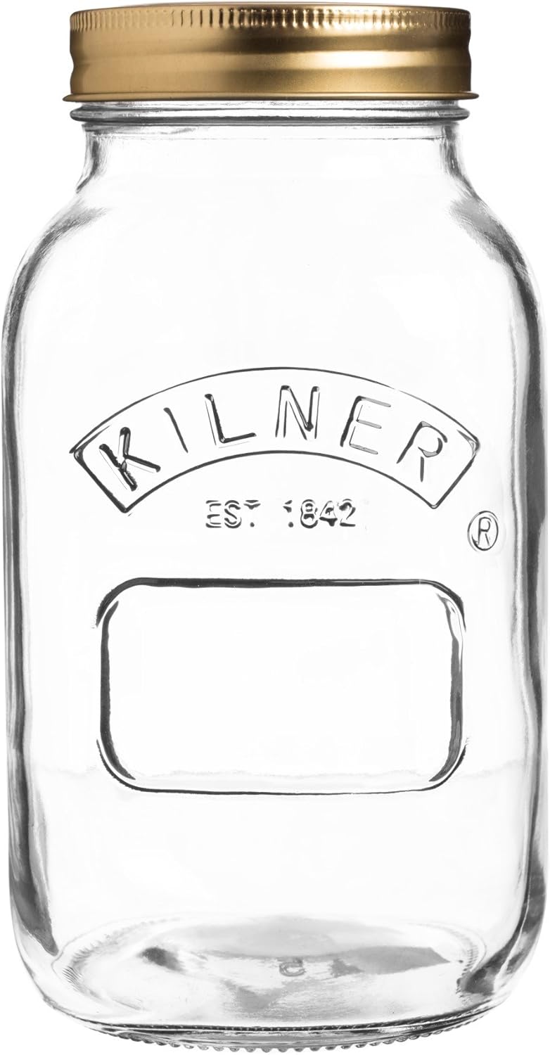 Kilner Preserve Jar 1L (1000ml) Round Glass Screw Top Lid Preservation Storage Jar for Pickling Vegetables Whole Fruits Chunky Chutneys