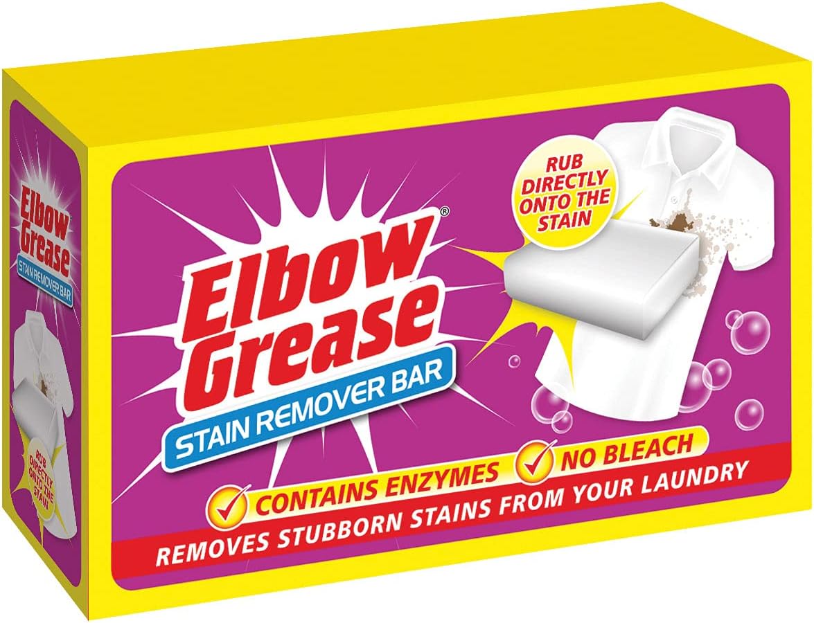 Elbow Grease Stubborn Stain Remover Bar - Removes Stubborn Stains From Laundry | No Bleach (100g Bar)