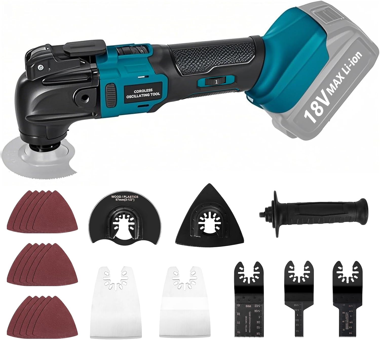 Yofuly Cordless Oscillating Multi Tool Compatible with MMAKI-TA 18V Li-Ion Battery, Electric Multifunction Multitool Brushless with 23Pcs Accessories for Cutting, Grinding, Scraping (NO Batteries)
