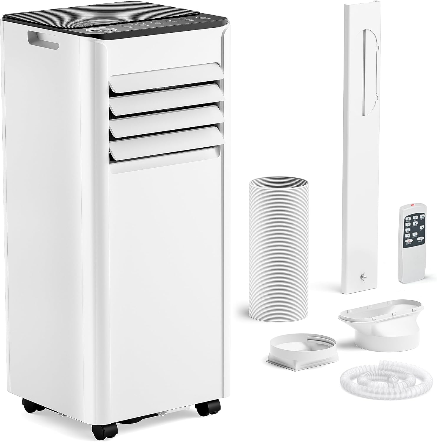 8,000 BTU Portable Air Conditioners, 4-in-1 Portable AC Unit Up to 350 Sq.Ft, 4 Modes Room AC with Cool, Fan, Dehumidifier, Remote, 24H Timer, Installation Kit, Bedroom, Office, Apartments