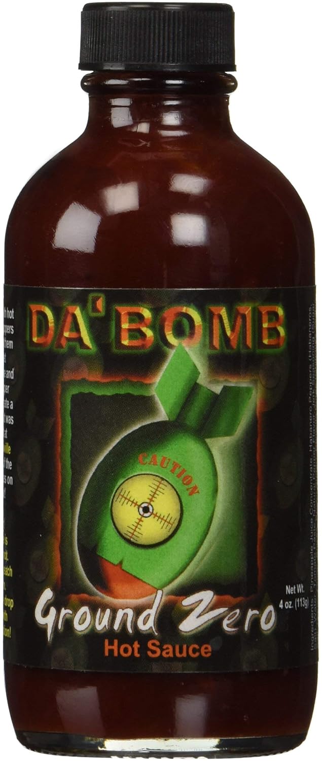 Da Bomb - Ground Zero - Original Hot Sauce - 321,900 Scovilles - 4oz Bottle - Made in USA with Habanero Peppers- Non-GMO, Gluten Free, Sugar Free, Keto - Pack of 1