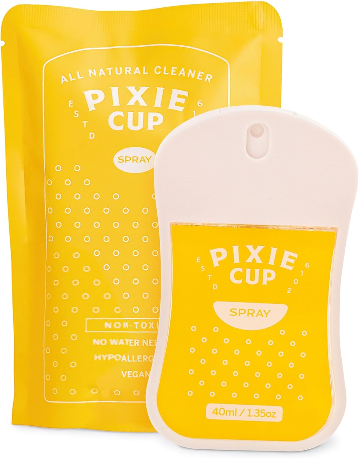 Pixie Hand Sanitizer - Essentials & Toiletries for Complete Sanitization in a Quick Spray - 100% Hypoallergenic & Plant-Based Ingredients - Travel Cleaner for Menstrual Cups & Period Discs & Much More