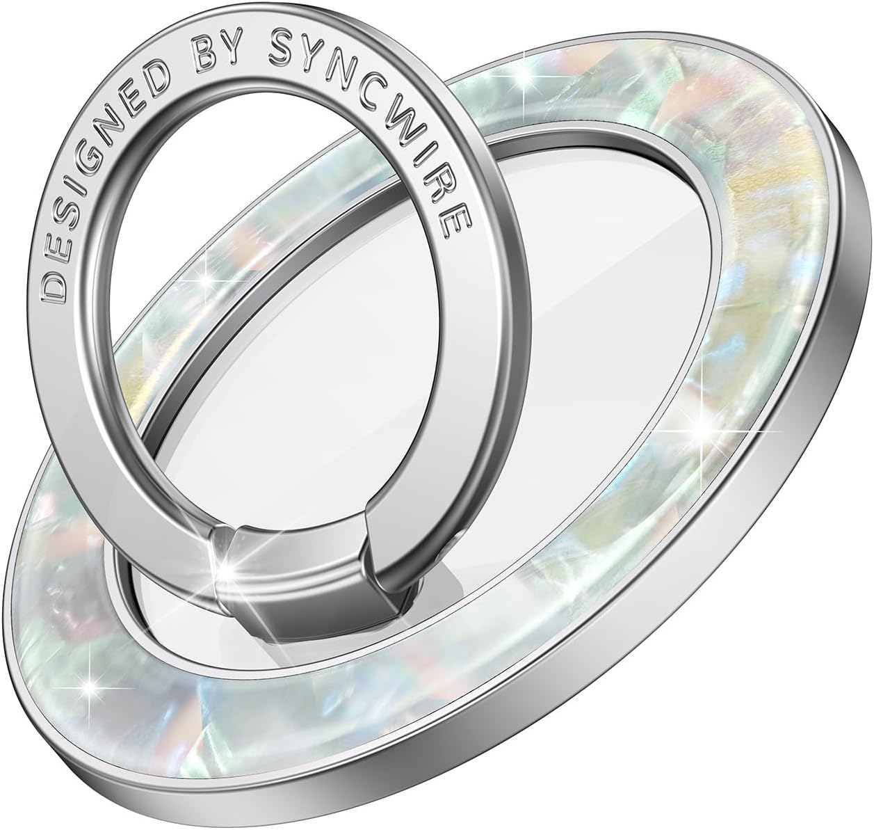 Syncwire Magnetic Phone Grip for MagSafe, Colorful Shell Magnetic Phone Ring Holder, 360° Rotation Floating Effect Cell Phone Ring Stand MagSafe Ring for iPhone 16 Pro Max 15 14 13 &All- Pearly Luster