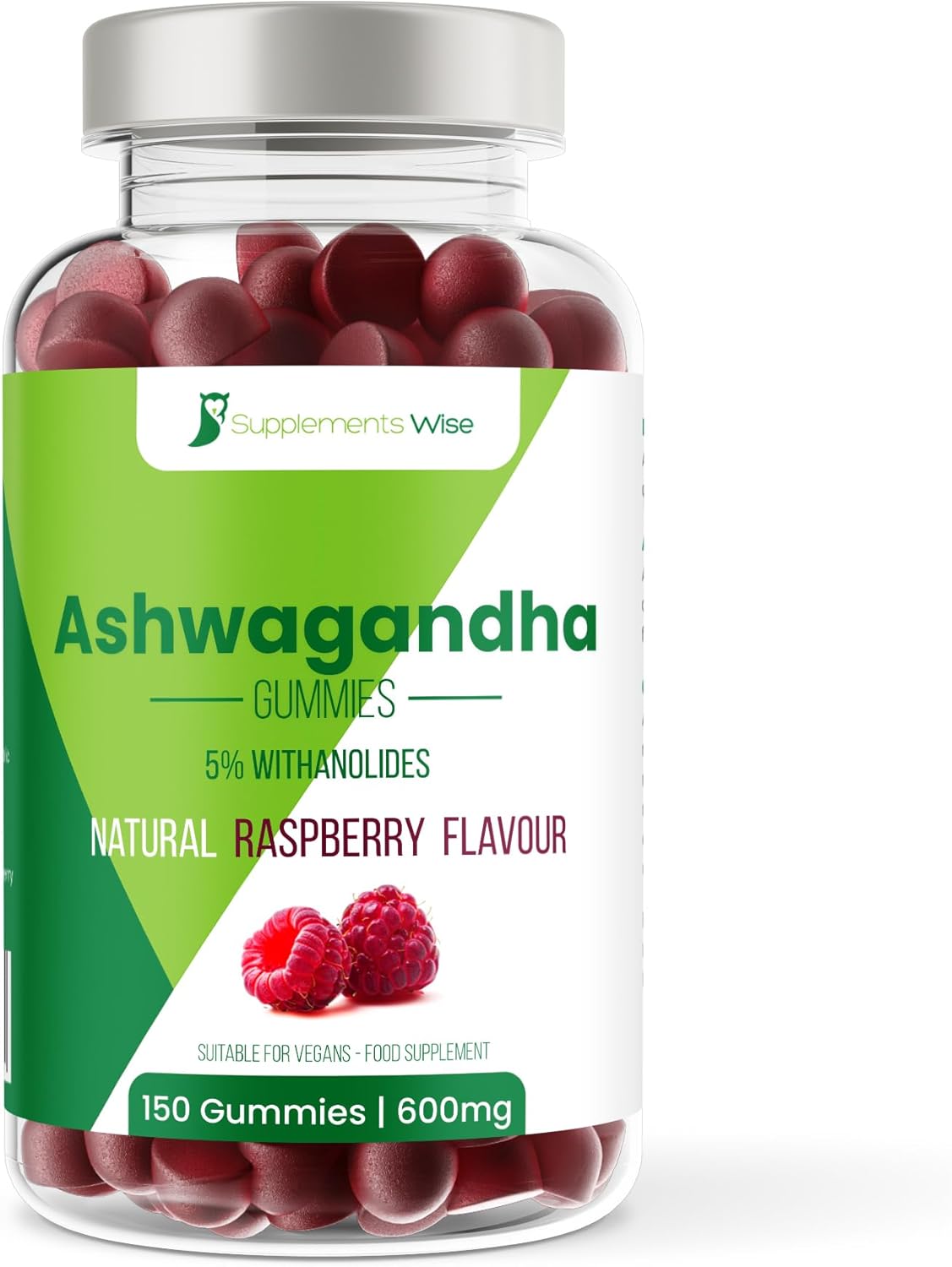 Ashwagandha Gummies - 150 Pack - 1200mg Serving - UK Made High Strength Ashwagandha Gummy - Raspberry Flavour Alternative to Capsules or Tablets - Supplement for Men or Women