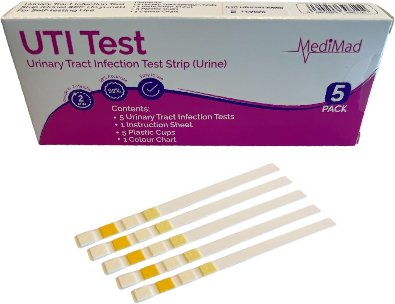 Urinary Tract Infection Urine Test Strips | UTI Tests for Women & Men | 5 Pack