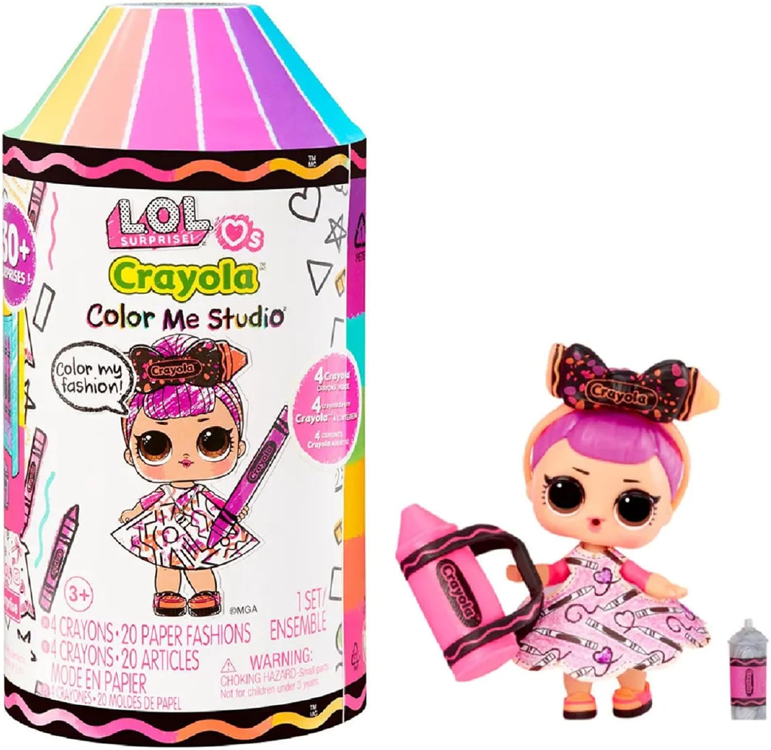 LOL Surprise Loves CRAYOLA Color Me Studio with Collectible Doll, Over 30+ Surprises, Paper Dresses & Accessories, Art Studio Packaging, Limited Edition Small Doll, Great Toy Gift for Kids Ages 3+