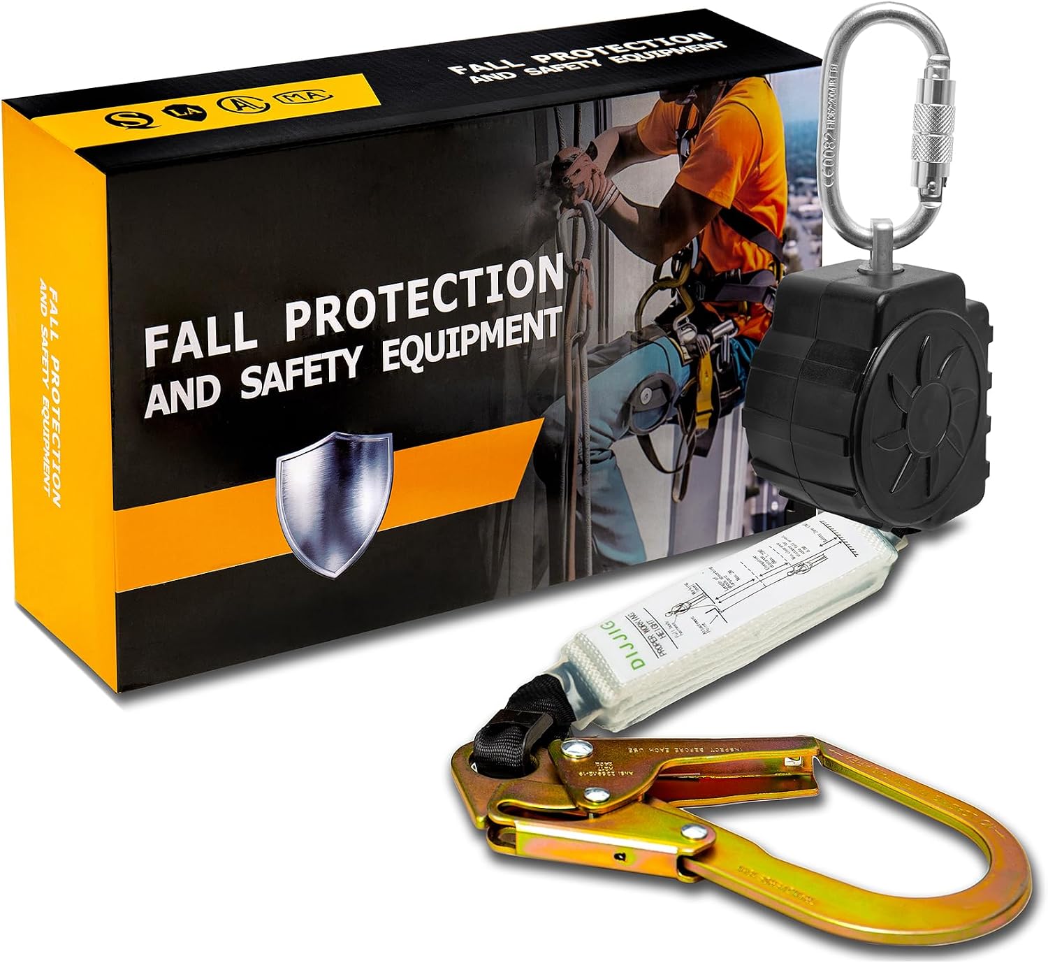 6FT Fall Protection Retractable Lanyard - Heavy Duty SRL Fall Arrest System