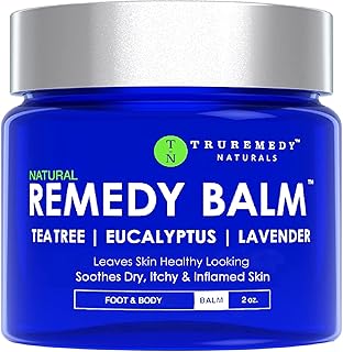 Truremedy Naturals Remedy Balm with Tea Tree Oil - Soothing Itch Relief Ointment for Rash and Itchy Skin - Moisturizing Cream for Dry Skin - Foot and Body Balm - Lavender and Eucalyptus, 2oz
