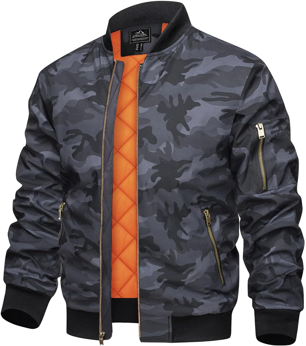 TACVASEN Men's Bomber Jacket Casual Winter Warm Windbreaker Outwear Full Zip Padded Lined Coats