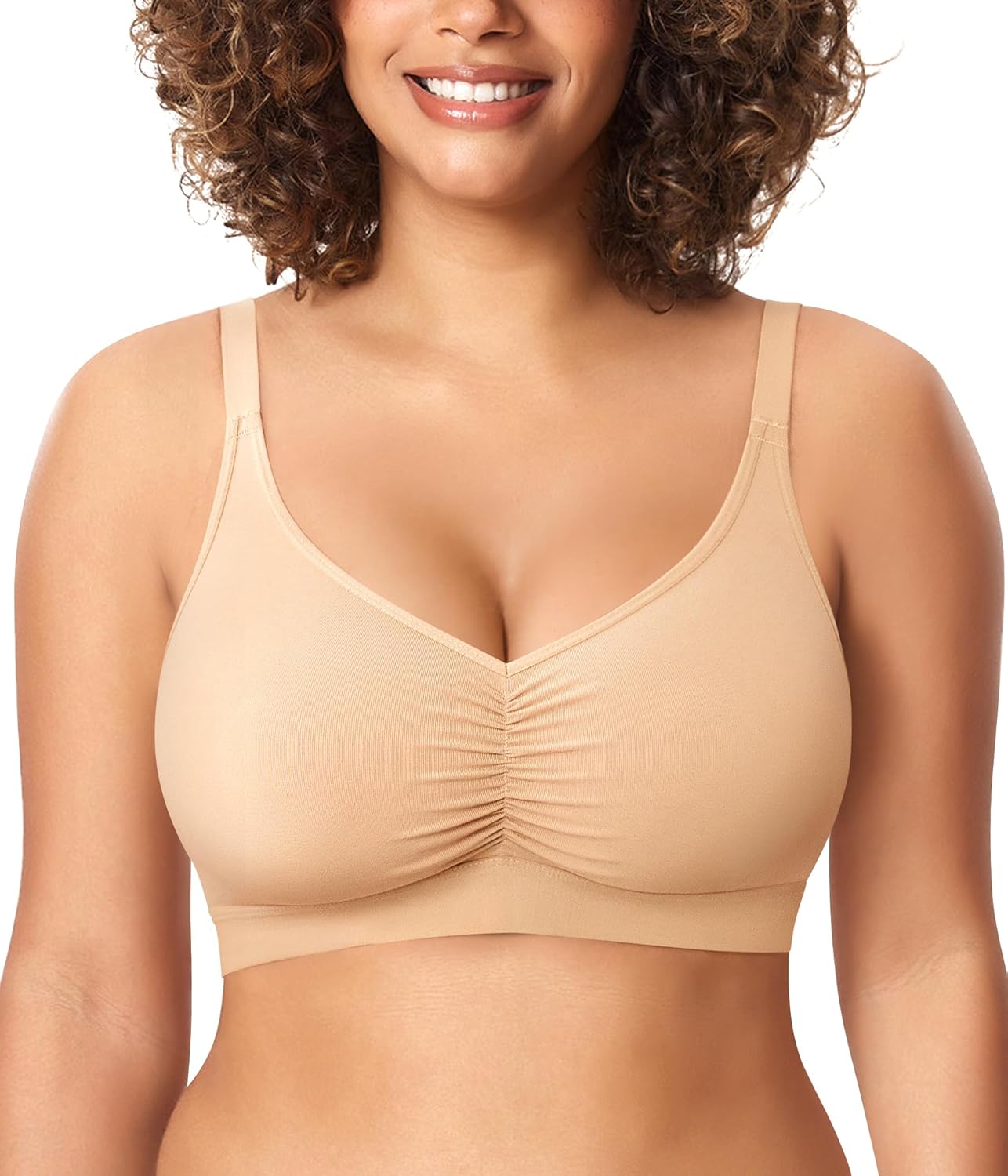 BRABIC Wireless Bras for Women Full Coverage Comfortable No Underwire Everyday Bras Comfort V Neck Push Up Bralettes