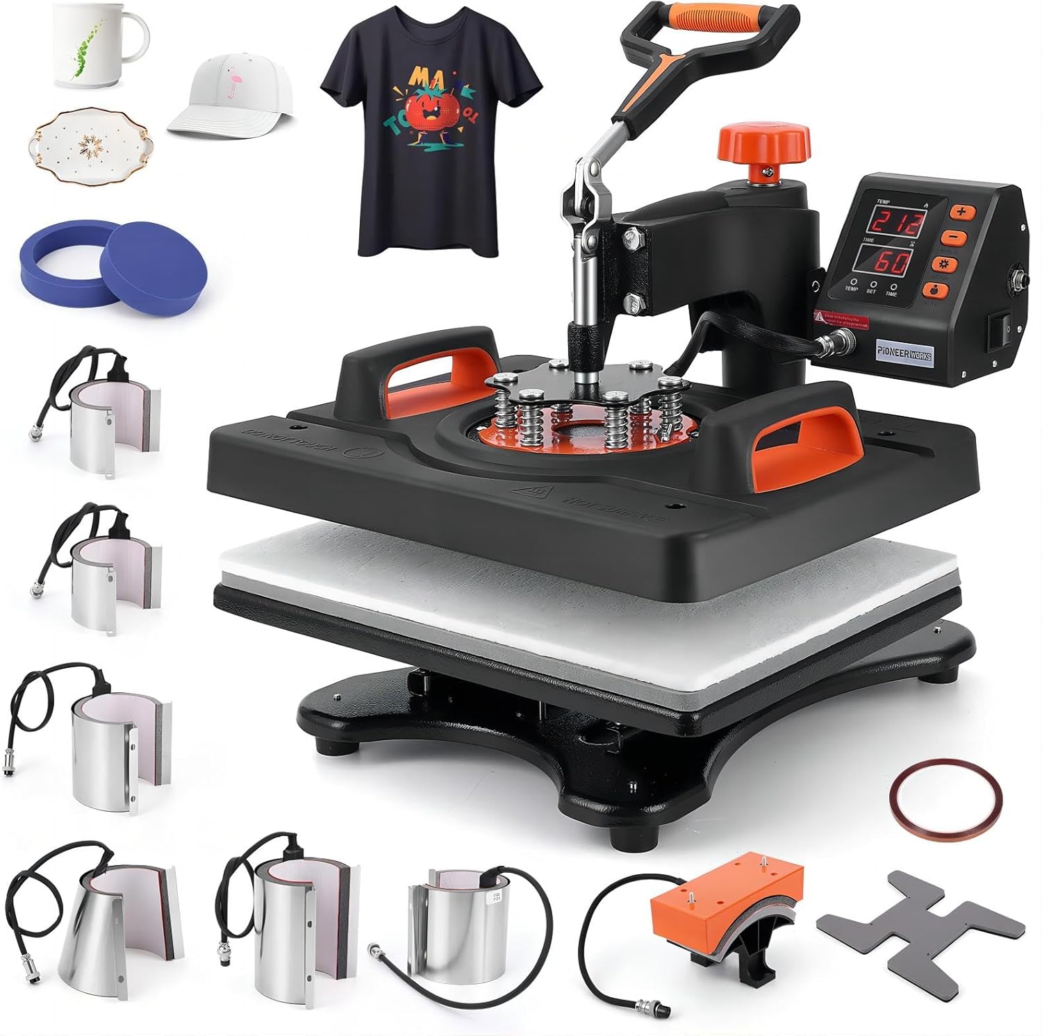 11 in 1 Heat Press Machine, 12" X 15" Professional Sublimation Machine, Heat Press Machine for T-shirts, 360° Swing Away, 0-410℉, 3 Preset Modes Heat Transfer Machine