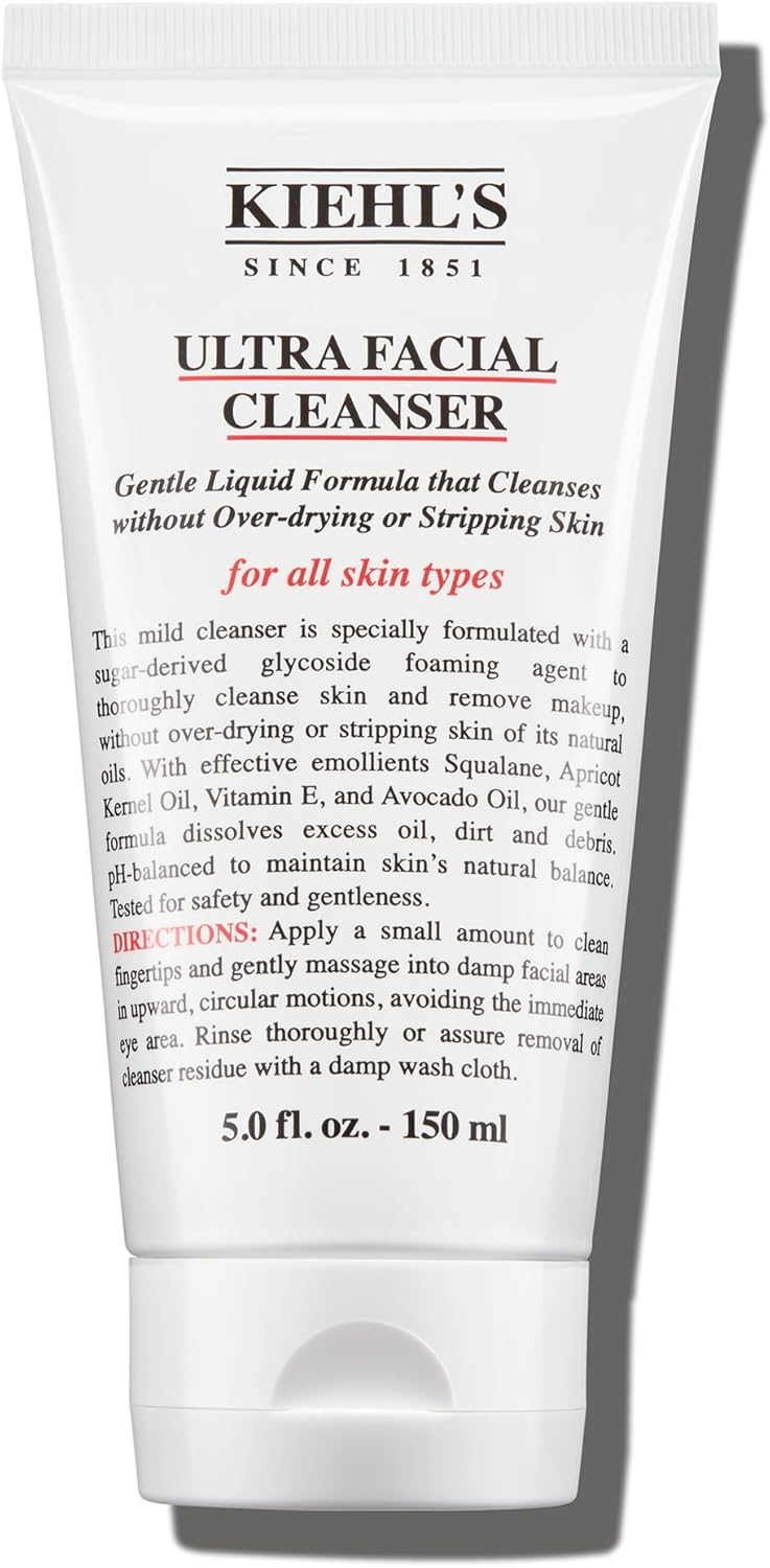 Kiehl's Ultra Facial Cleanser, Lightweight Foamy Facial Cleanser, Gently Exfoliates and Moisturises, Suitable for All Skin Types, 150Ml