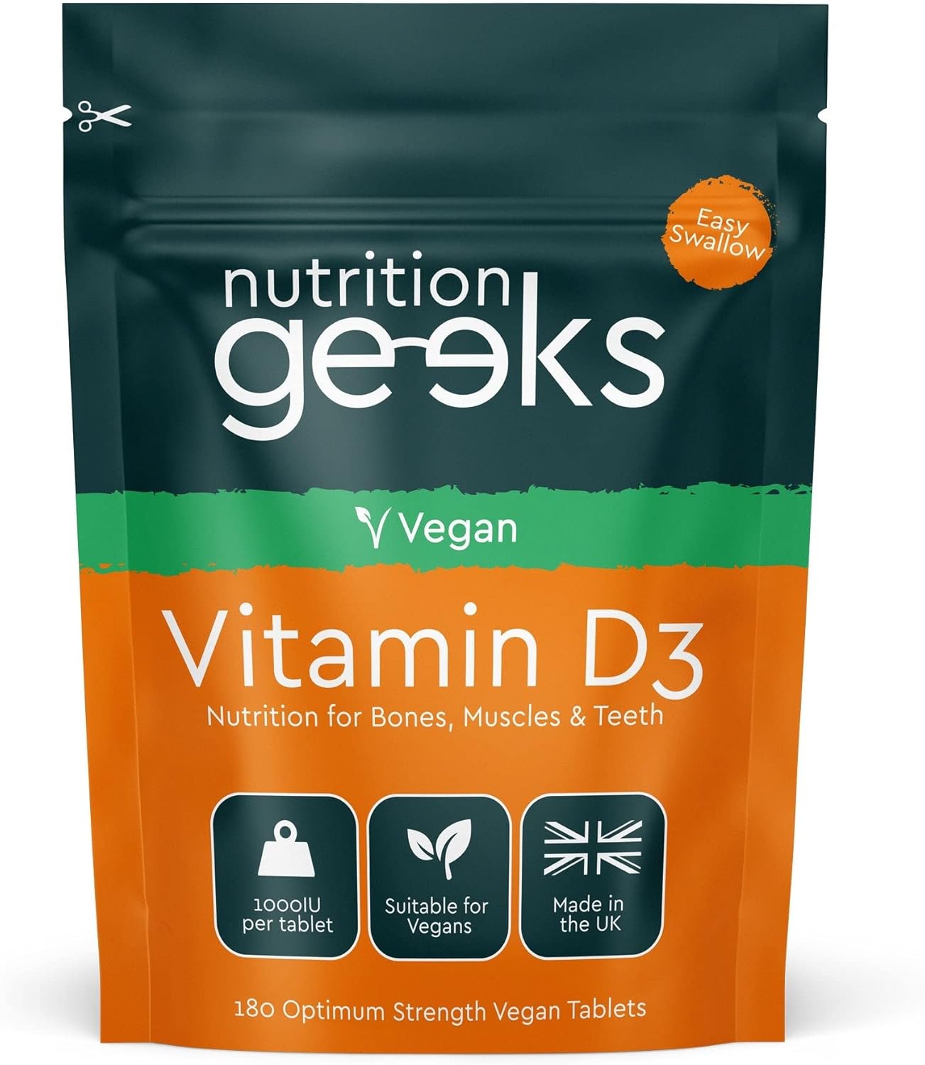 Vegan Vitamin D 1000iu Tablets - 180 Easy-Swallow Plant-Based Algae Vitamin D Tablets, 6 Month Supply - VIT D3 High Strength Immune Support - Highest Grade Certified UK Made Vegan Vitamin D3 1000iu