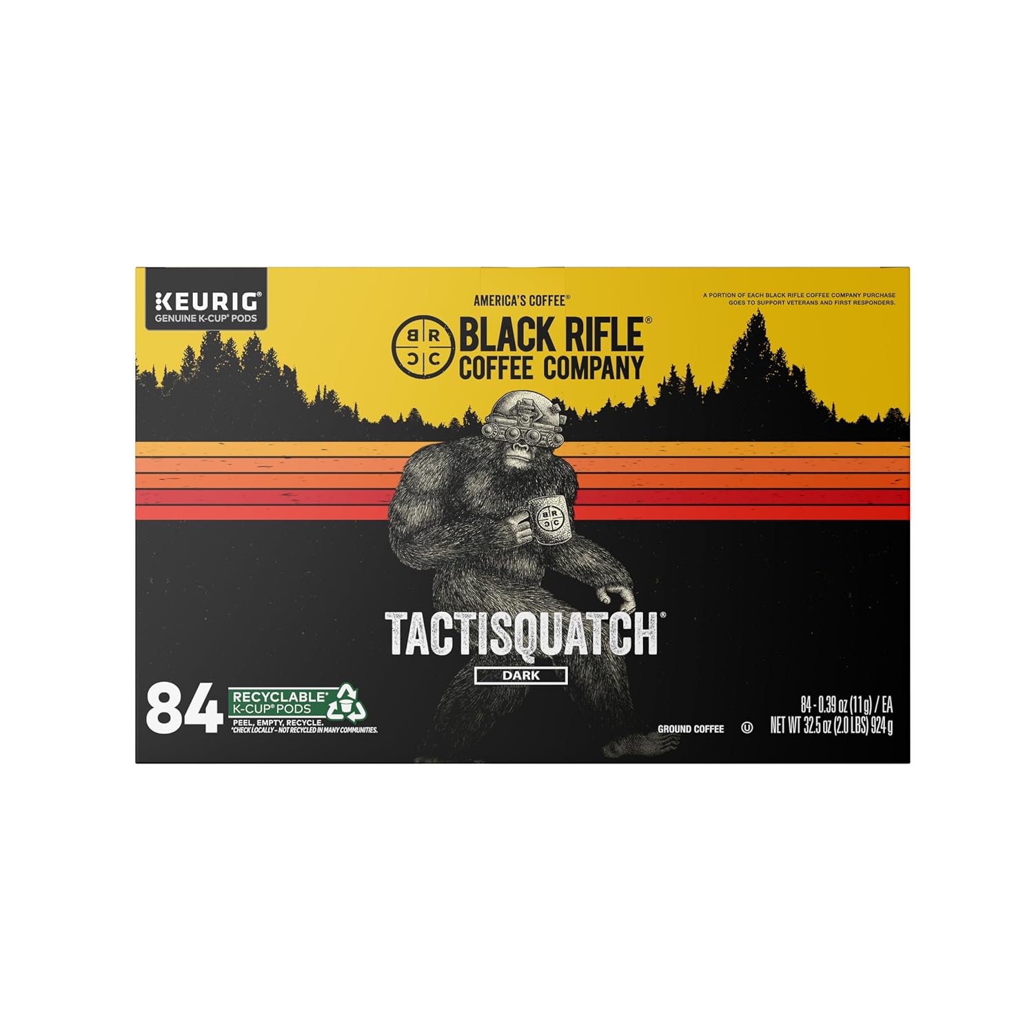 Black Rifle Coffee Company, Single Serve Coffee Pods, Tactisquatch, Dark Roast Coffee Pods, 84 Count