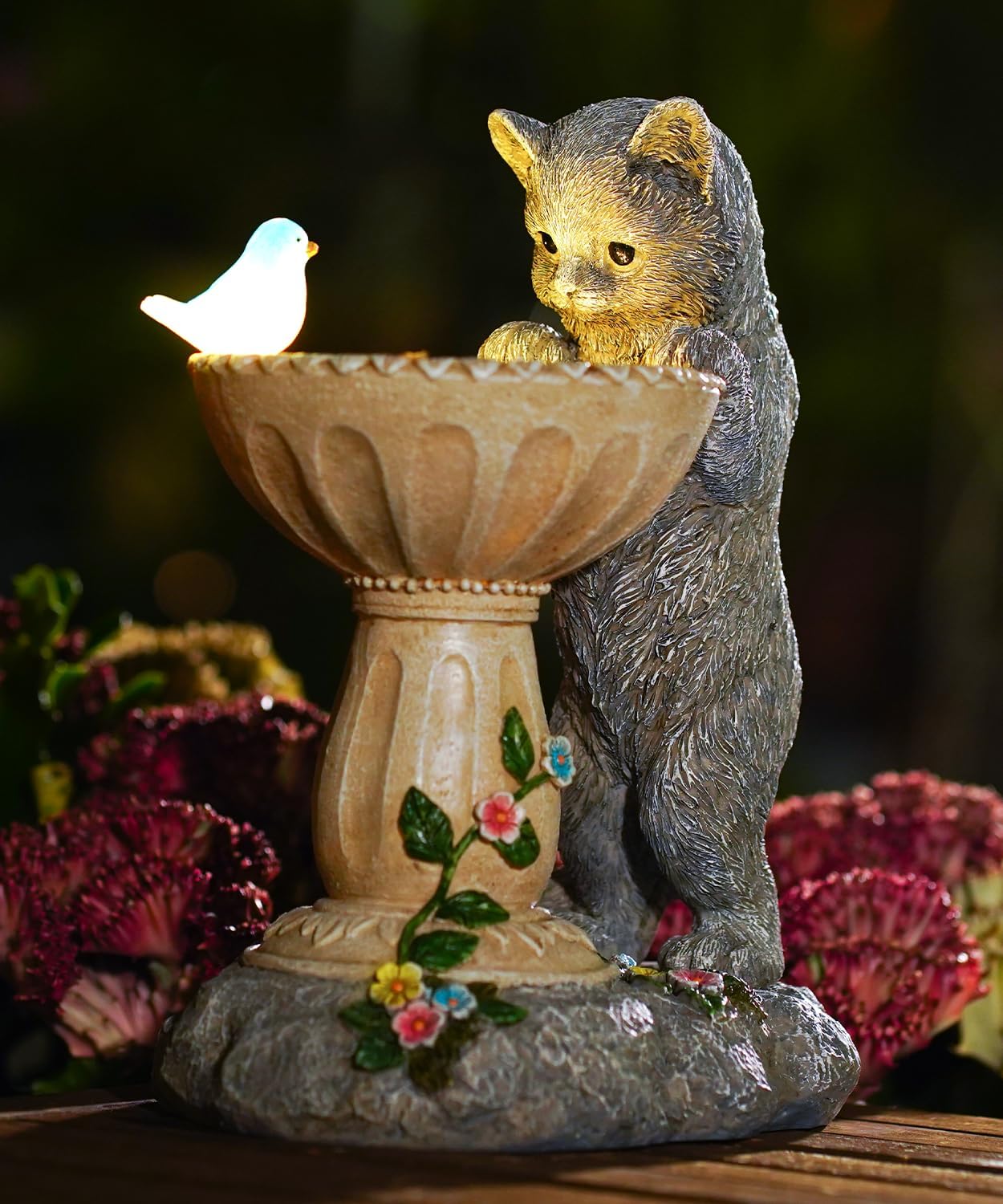 Nacome Cat Birdbath Garden Decor: Outdoor Statues Ornaments for Outside Decorations Yard Art Lawn Porch Patio Balcony - Birthday Gifts Choice for Mom Grandma Women Lover