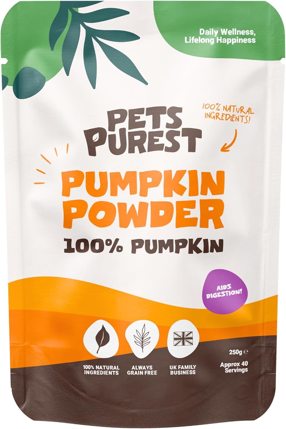 Pets Purest Pumpkin Powder for Dogs - 250g 100% Pure Pumpkin Powder Dog Food Topper, Naturally Rich in Prebiotics & Fibre for Dogs Gut Health & Healthy Stools