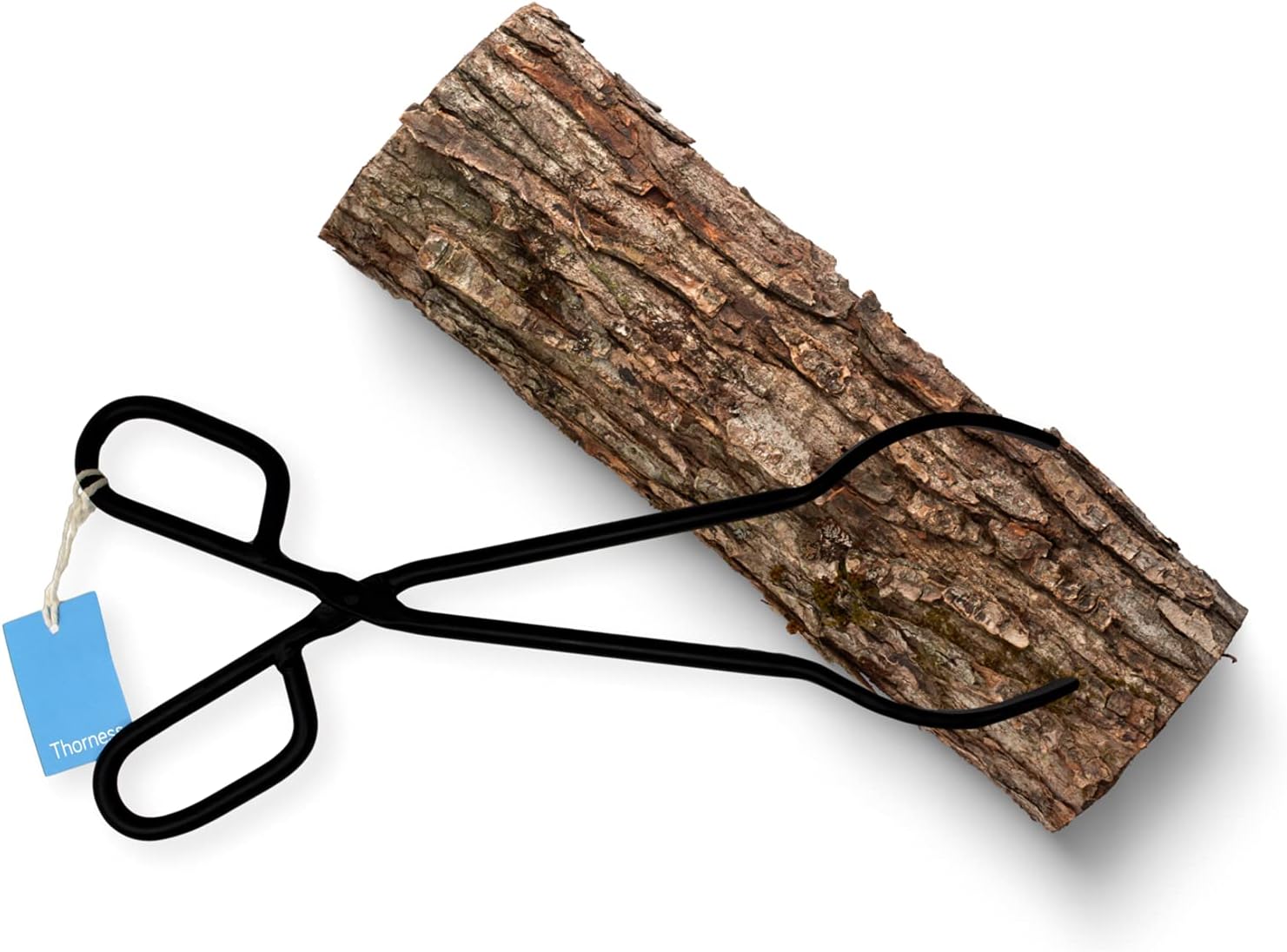 Black Heavy Duty Cast Iron Fireplace Log Tongs for Indoor/Outdoor Use - Long Logs Tweezers - Firewood & Campfire Tongs