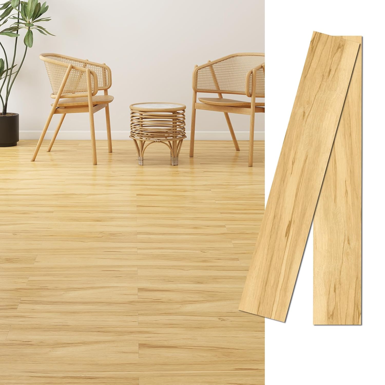 MULGREAT Vinyl Flooring, 16 Pieces 5㎡ Self Adhesive Vinyl Floor Tiles, Waterproof Peel and Stick Floor Planks for Bedroom Bathroom Kitchen Hallway