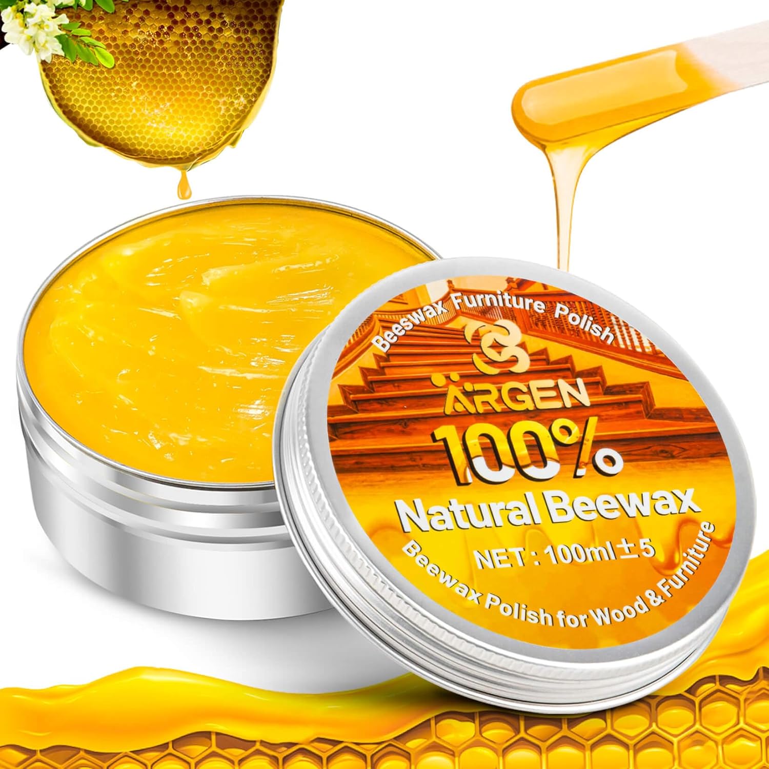CARGEN Beeswax Furniture Polish - Wood Seasoning Beeswax for Furniture Wood Polish and Conditioner Wood Wax for Dining Table Floor Doors Chairs Cabinets to Protect and Care…