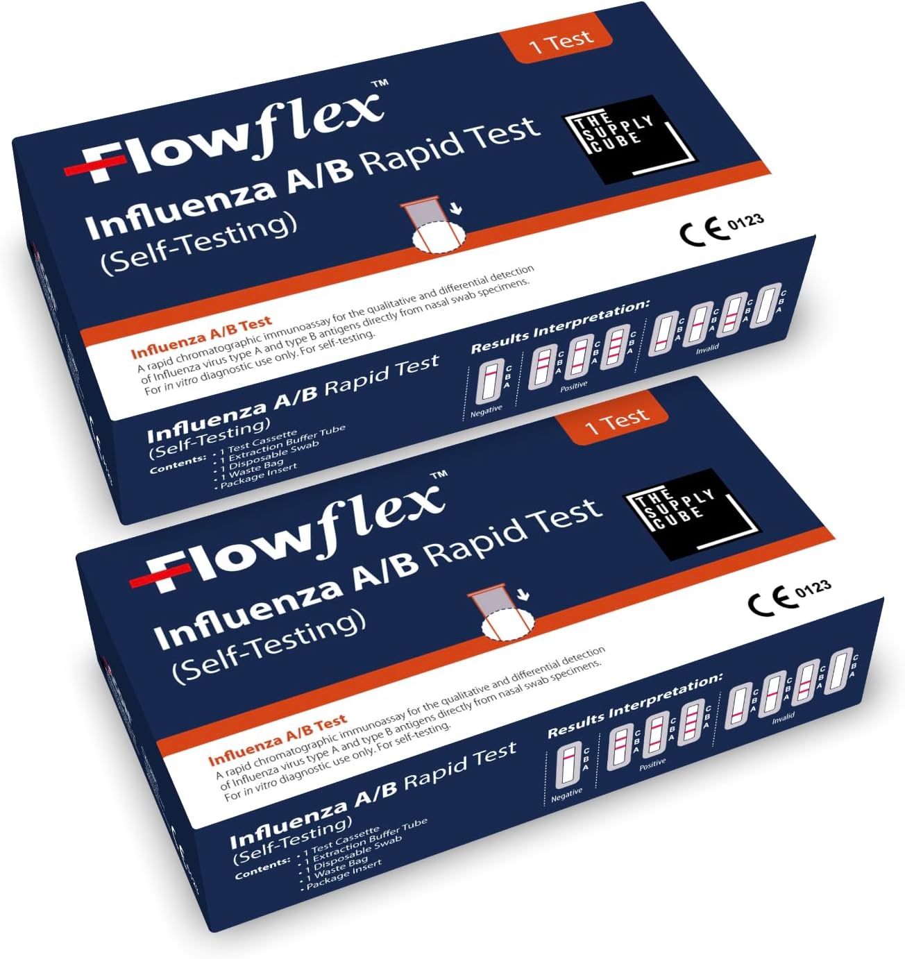 Supply Cube Influenza Rapid Test Kit - Easy to Use Self Testing Influenza Flu Virus Test Kit - One Step Test for Flu - Quick Self Test at Home with Nasel Swab (2)