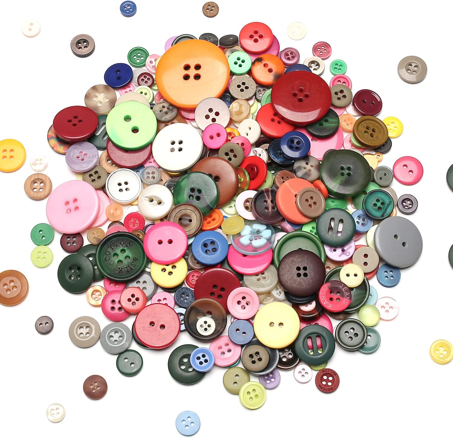About 330 Resin Buttons of Various Specifications, Handmade, Sewing DIY Handicraft Buttons, Hand-Painted Decorative Buttons Multicolor Series