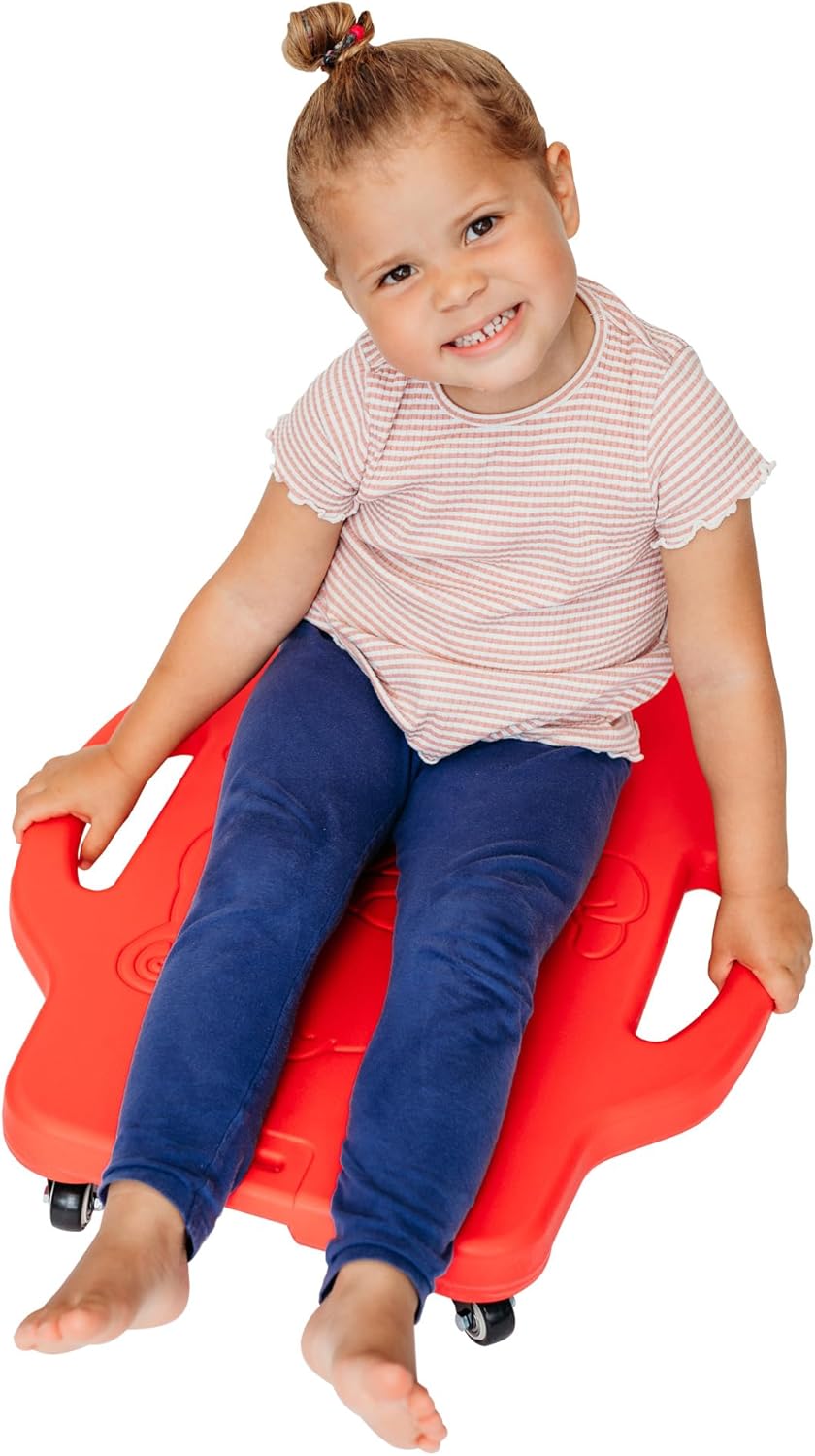 MagicMeadow Sensory Scooter Board | Autism Board for Motor Skills Enhancement, Autism Friendly, Toddler Scooter, Kids Scooter, 3+ Year Old, Scooter Boards for Kids Sensory | Red