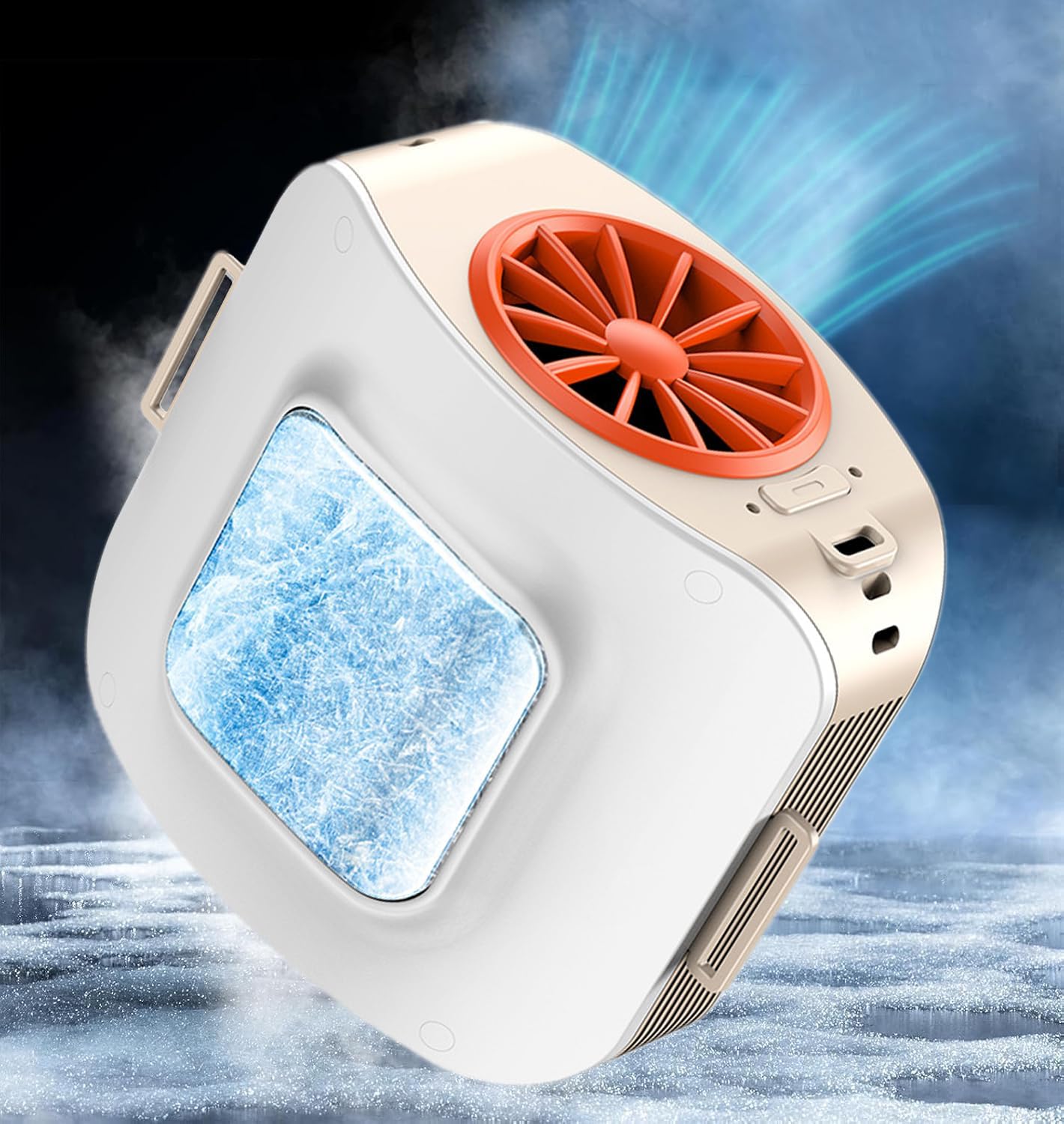 YIHANGG Portable Waist Fan with Icy Cooling Plate, Personal Travel Neck Fan 10000mAh Rechargeable, Wearable Air Conditioner Body Fans,3 Speeds 2 Refrigeration for Outdoor Camping Beach(Gold)