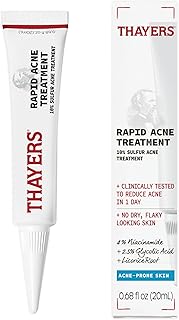 Thayers Rapid Acne Treatment with 10% Sulfur, Sulfur Acne Treatment with Niacinamide and Glycolic Acid, Soothing and Non-Stripping Skin Care, 0.68 Fl Oz