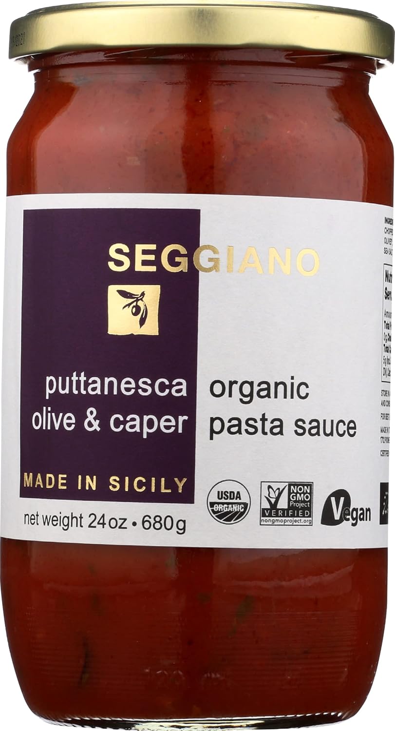 Seggiano Organic Puttanesca Pasta Sauce, Gluten Free, Non GMO, 24 Ounce (Pack of 6)