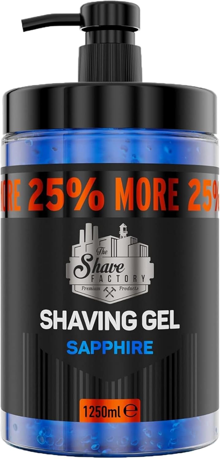 The Shave Factory Shaving Gel with 25% More Free - Moisturizing Effect Fresh Active Product for Professional Barbers/Hairdressers and Traditional Shaving Enthusiasts.