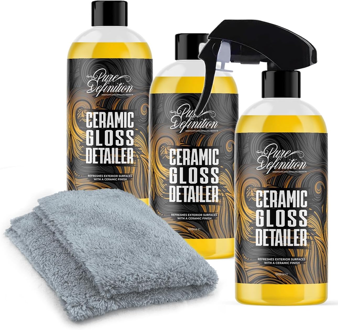 Ceramic Detailer Car Wax Gloss Spray Sealant Coating Vehicle Water Beading (3 x 500ml)