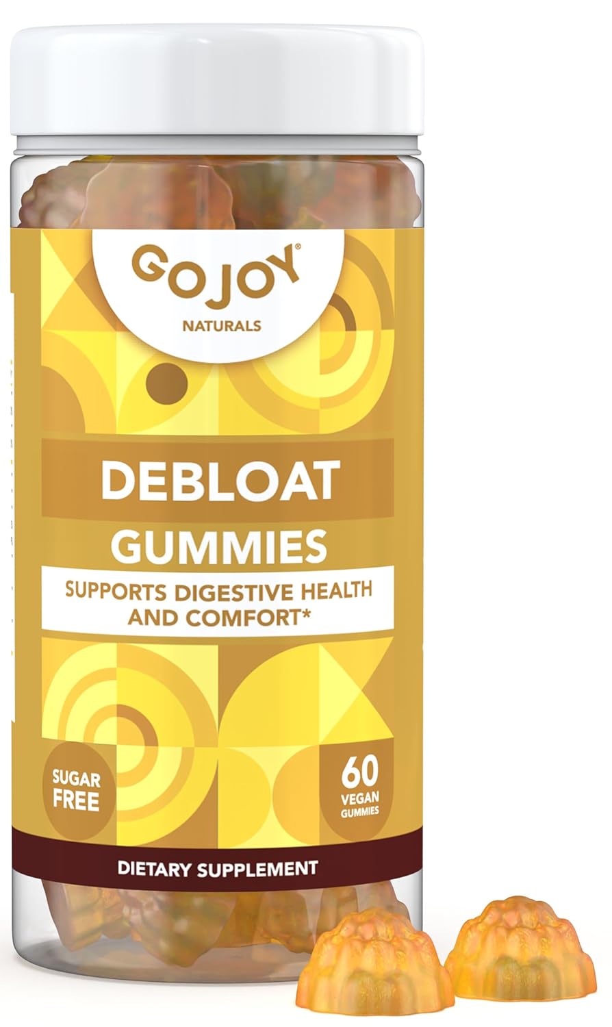 GOJOY NATURALS Lemon Debloat Gummies - Bloating, Gut Health & Digestive Support Herbal Supplement for Women & Men - Non-GMO, Sugar, Soy & Gluten Free - Vegan (30 Servings)