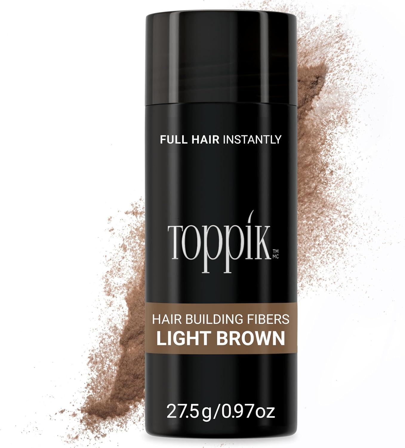 Toppik Hair Building Fibres Powder, Light Brown, 27.5g Bottle - for A Thicker-looking Hairline, Crown and Beard, Instant Thinning Concealer for Men and Women