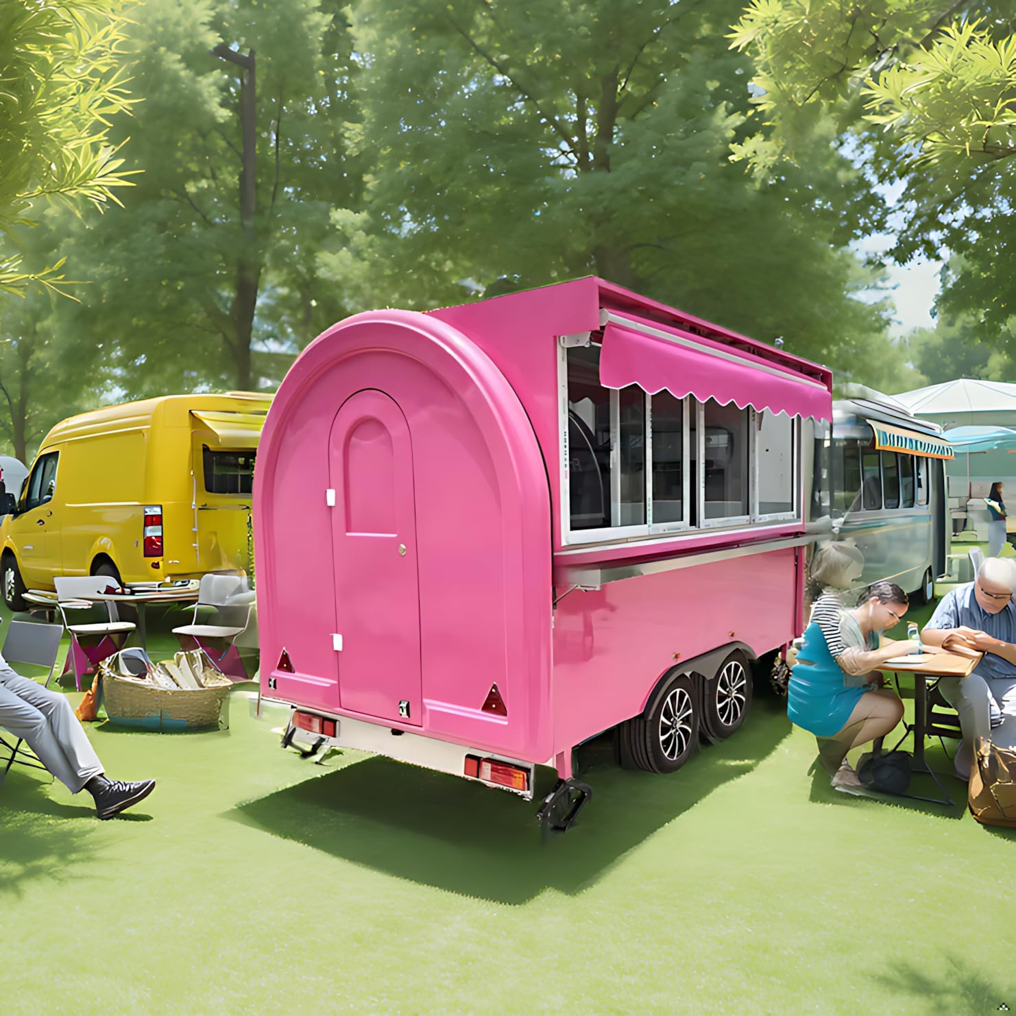 Food Truck Fully Equipped Food Trailer Mobile Kitchen Small Concession Trailer for Sale Taco Vending Cart Coffee Cart for Business Shipping Container