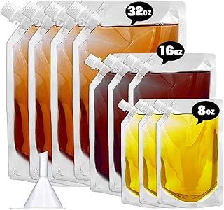 Cruise Liquor Flask Kit for Travel,Concealable and Reusable Rum Runner Alcohol Juice Travel Plastic Flasks Liquor Bags for Sneak Drink-4 x 32 oz + 3 x 16 oz + 3 x 8 oz +1 funnel