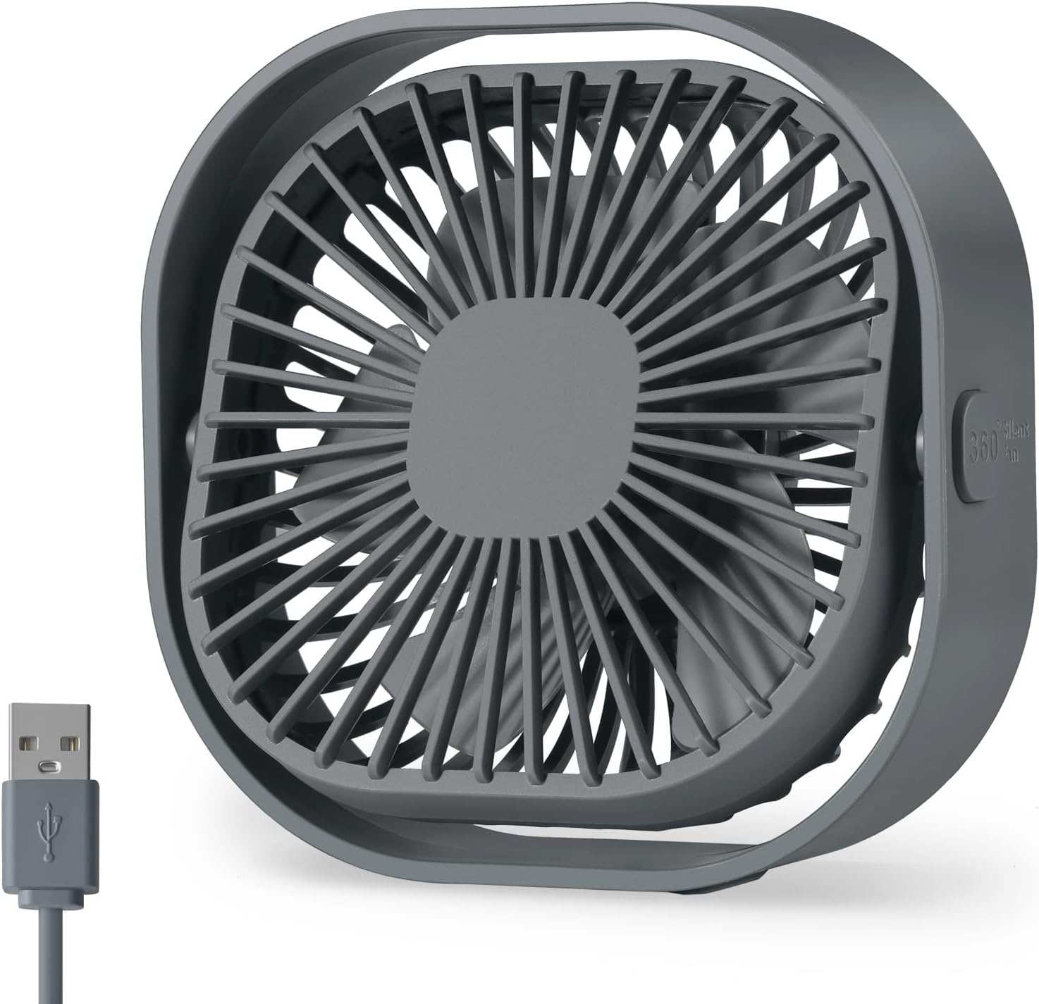Desk Fan USB Small Fans for Desktop Table Bedside, Mini Quiet Home Office Accessories for Bedroom Car Greenhouse Kitchen, Powerful Silent Bed Fan with Cable, 3 Speeds Wind Strong Airflow Plug in