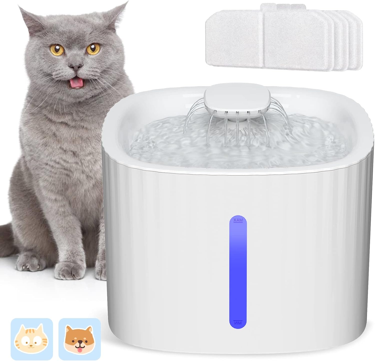 SINZUX Cat Water Fountain, 3L Automatic Electric Flower Style Dispenser With LED Water Level Window, Super Quiet Drinking Fountain with 3 Pieces Replaceable Filter for Cats,Dogs,Multiple Pets