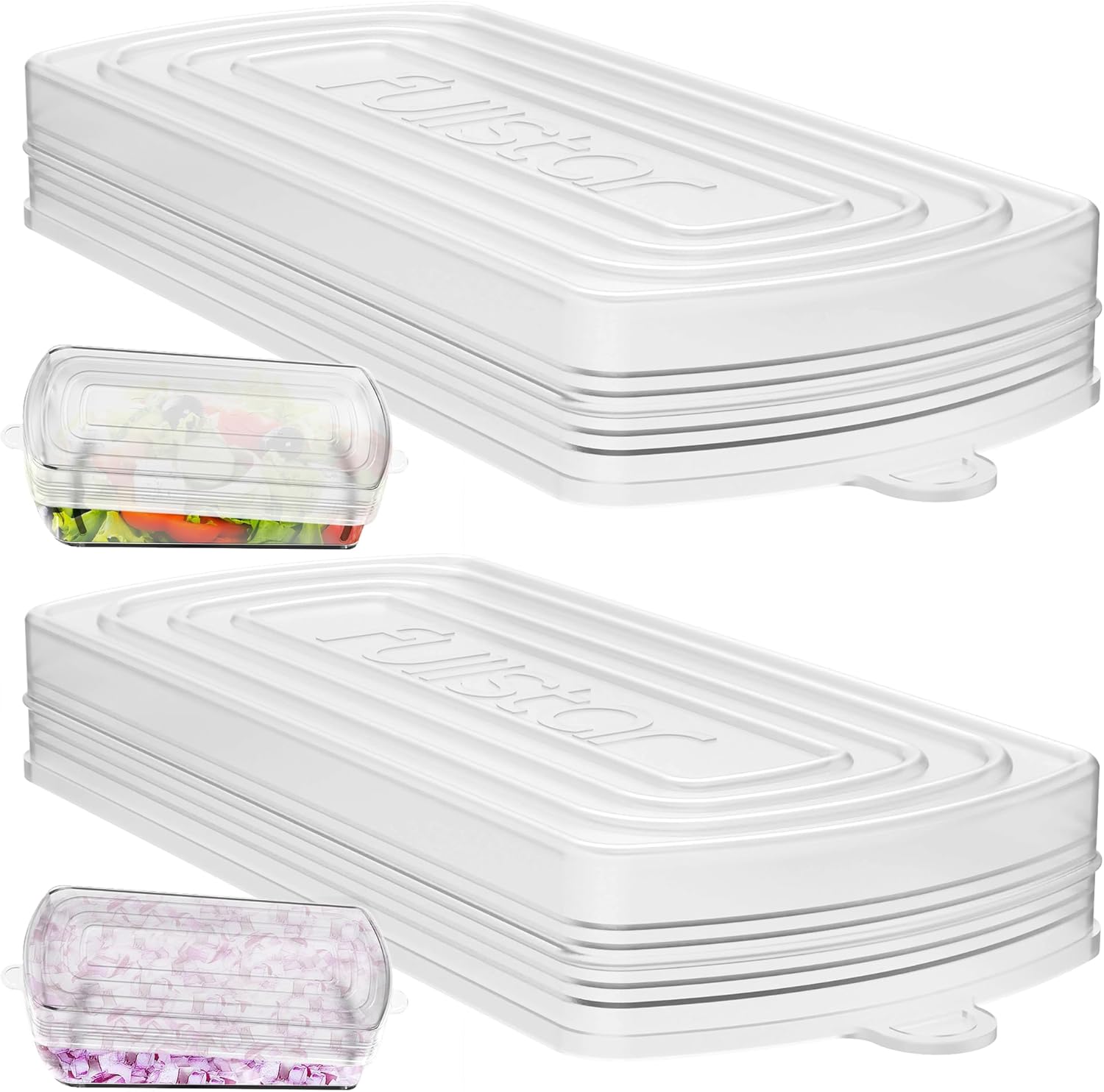 fullstar Silicone Stretch Lids for Fullstar Choppers & Mandoline Slicers – Reusable Food Covers for Storage – Flexible & Durable - Pack of 2