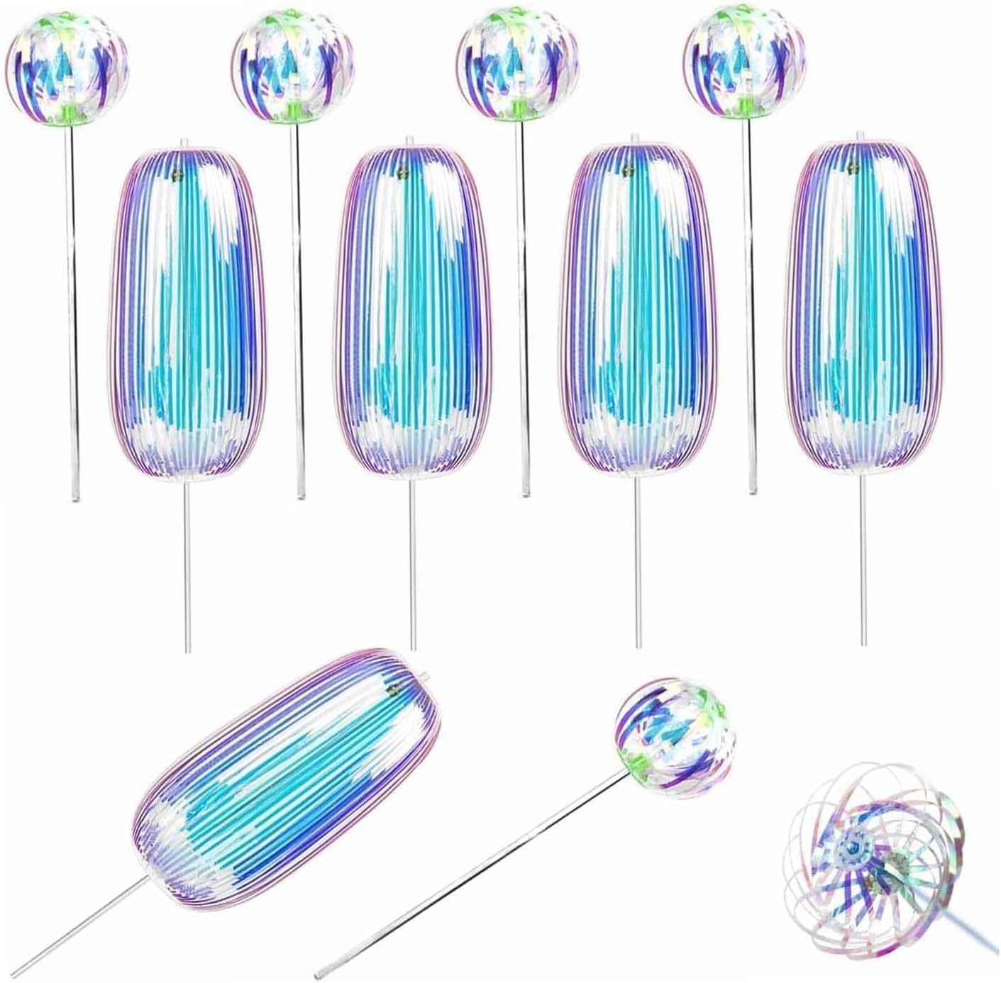 Rainbow Twirler, Rainbow Twirler Stick, Rainbow Stick, Magic Party Bubble Wand, Spin Twirl Swirl and Dazzle, for Party Festivals and Funny Attractive Night,Random Pattern (10PCS)