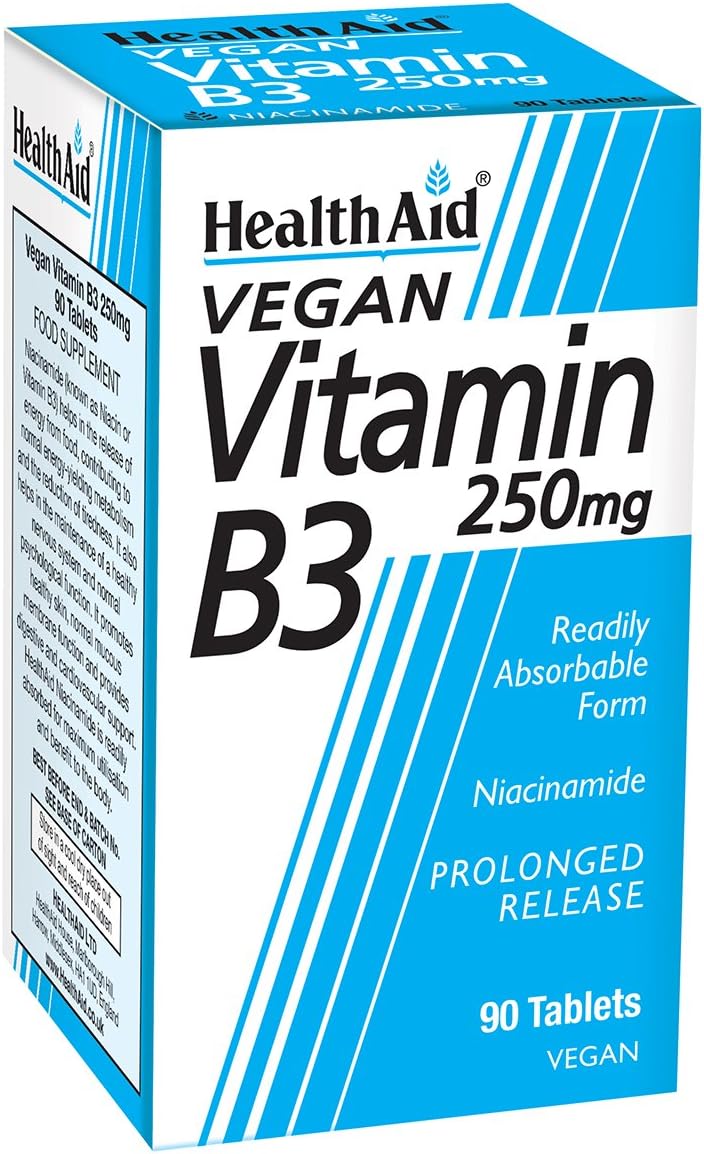 HealthAid Vitamin B3 (Niacinamide) 250mg - Prolong Release - 90 Tablets
