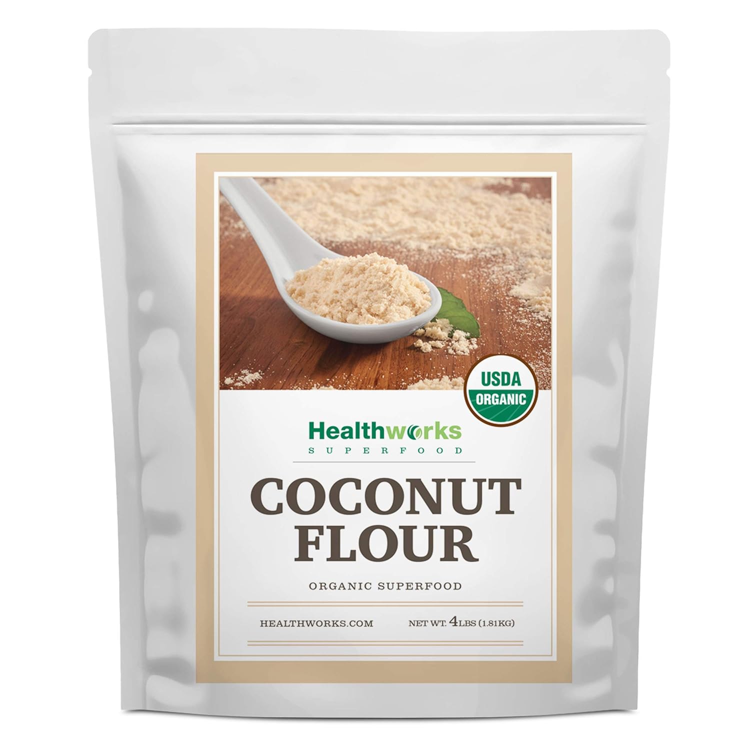 Healthworks Superfoods Organic Coconut Flour - 64 Oz / 4 Lbs - Certified Organic, Unrefined, Raw - Keto, Vegan & Non- GMO - Protein Based Whole Foods - Pancakes, Waffles, Bread & Other Baked Goods