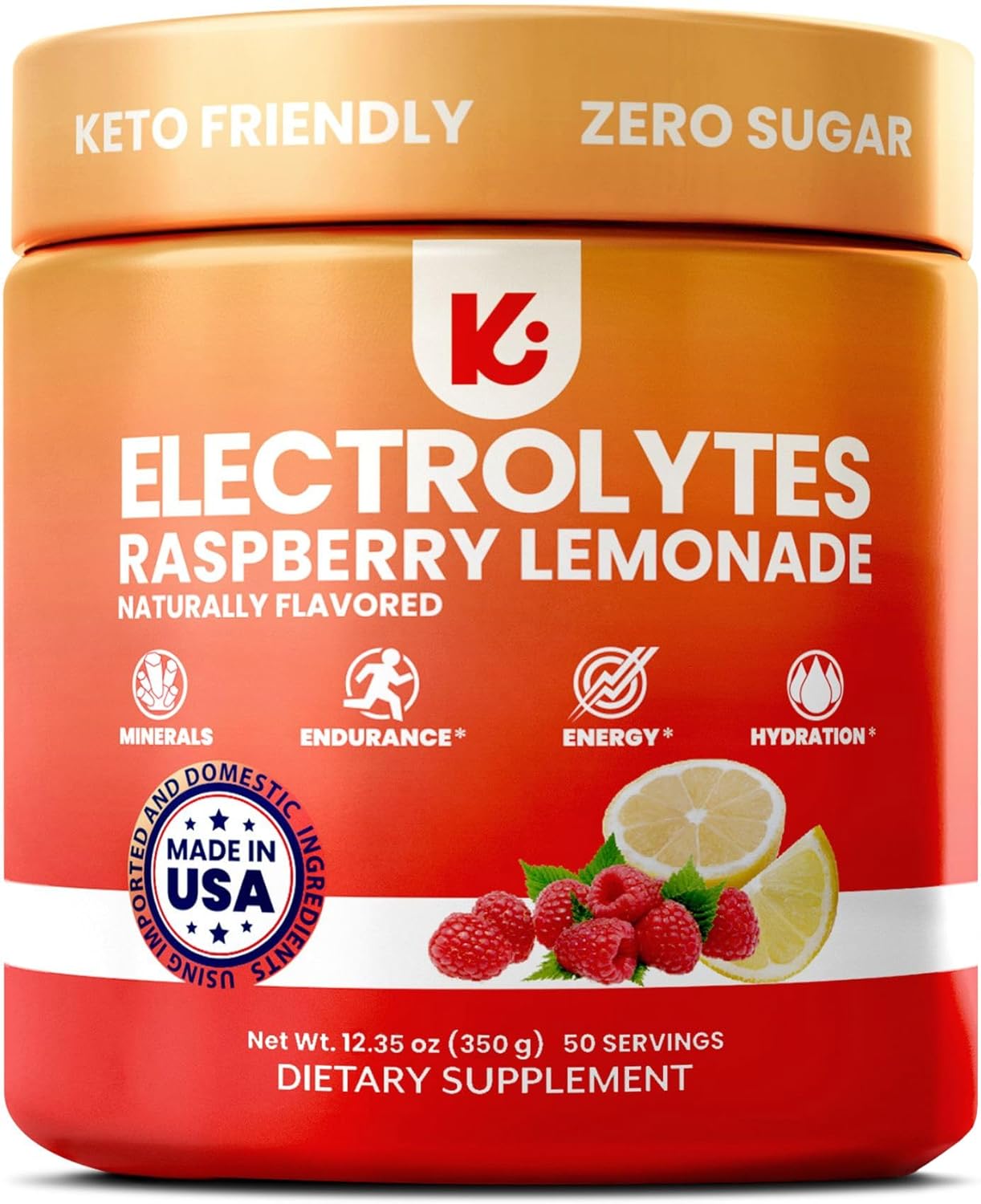 Keppi Keto Electrolytes Powder No Sugar - Sugar Free Electrolytes - Keto Hydration Electrolytes - Made in USA - Delicious Raspberry Lemonade Flavor - Mixes Easily No Clumps