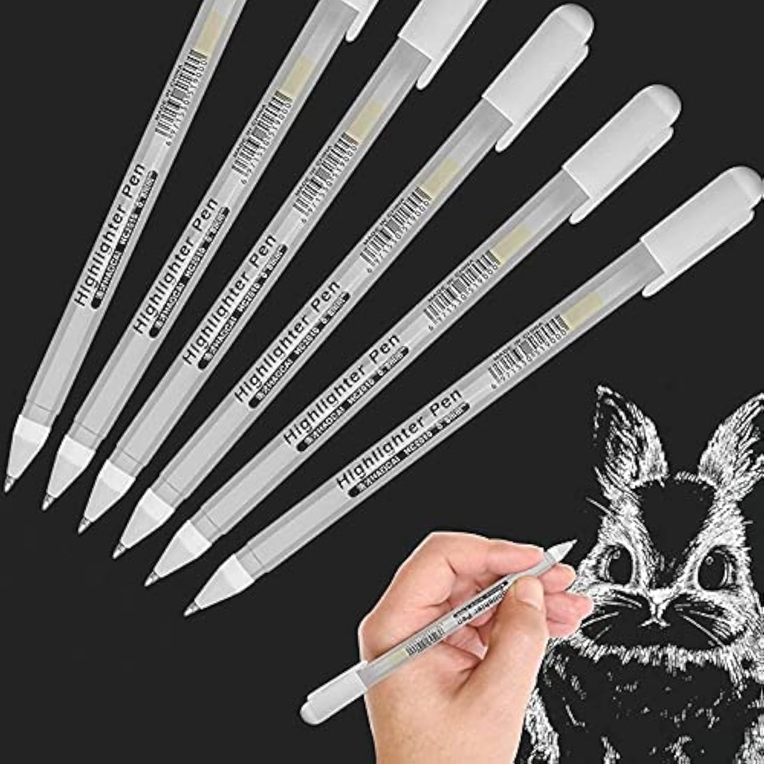 Premium XSG Fine Point White Gel Pen set,Pack of 6,White Gel Pens For Artists With 0.8mm Nibs, Rollerball Pens for Black Paper,Sketching,Drawing, adult coloring books,Illustration&Taking Notes