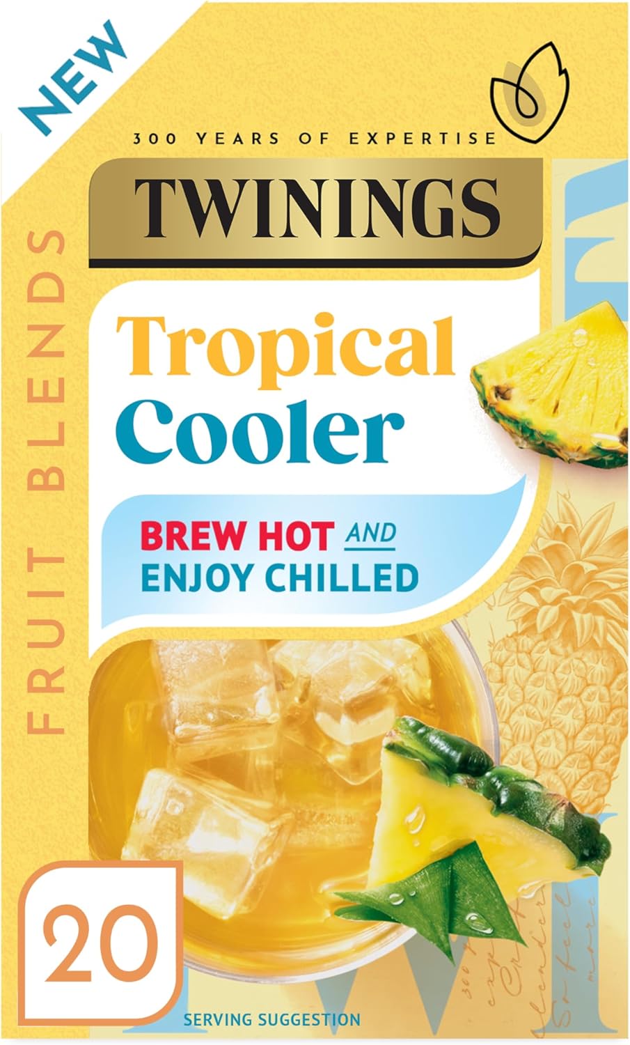 Twinings Tropical Cooler. Pineapple Flavour Fruit Infusion tea bags. 20 tea bags.