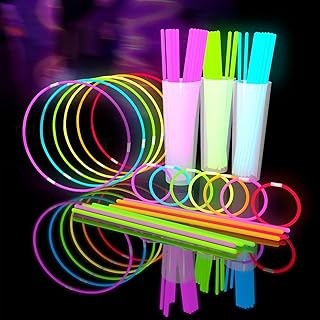 Glow Fever 209pcs Glow Sticks Bulk Party Pack includes 100 8" Glow Sticks and 109 Accessories, with bonus connectors for glow sphere and eye glasses, for Party Festivals Rave Halloween
